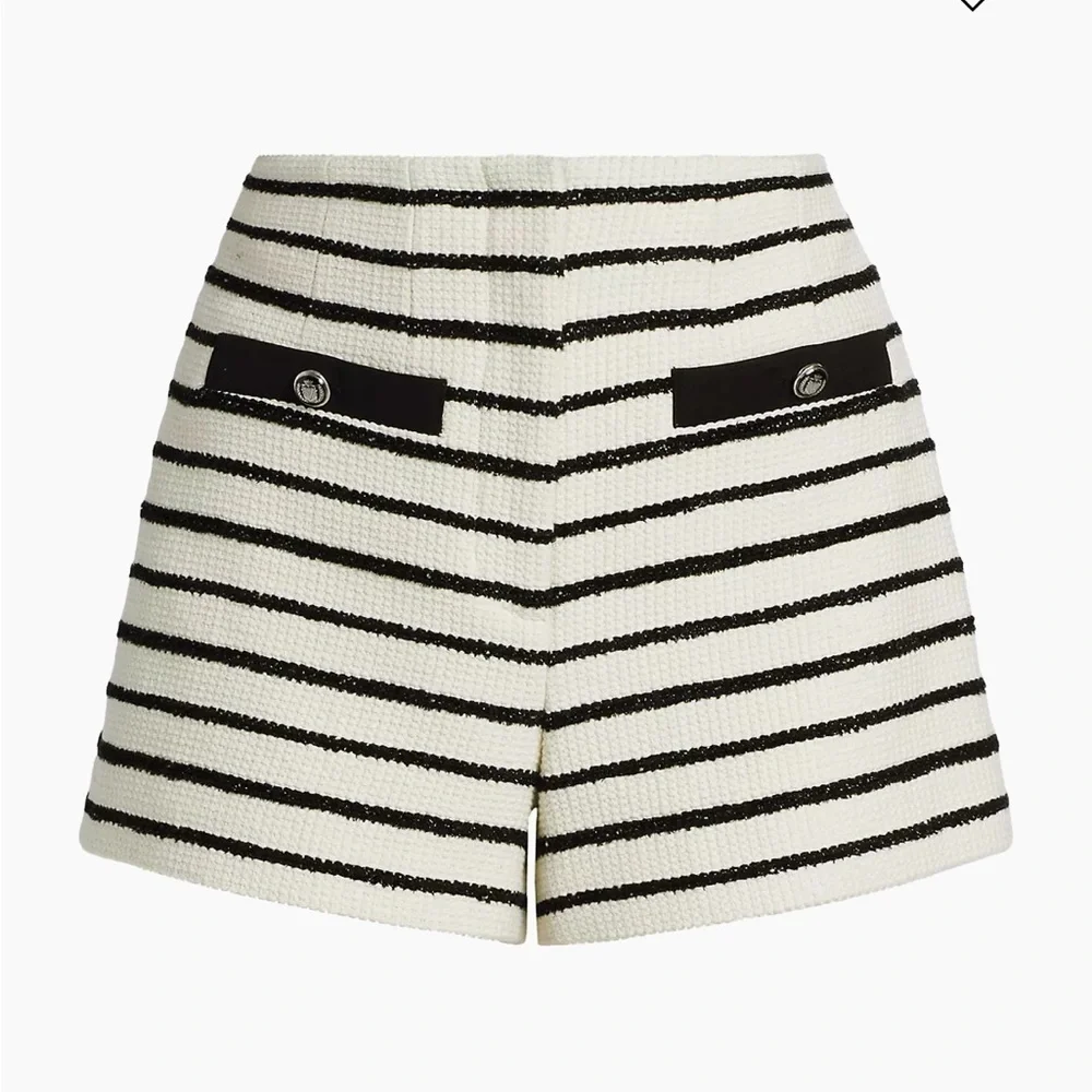 High Waist Black and White Striped Shorts